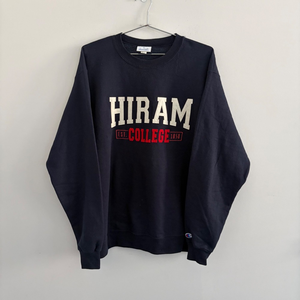 Champion Hiram College Eco Authentic Navy Blue Sweatshirt Large